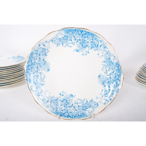 27 - A Victorian 19th century blue & white bone china 'H. M. Williamson & Sons' twelve people tea set. Th... 