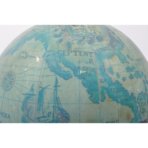 290 - A vintage retro mid 20th century ice bucket in the form of a world globe raised over a circular turn... 