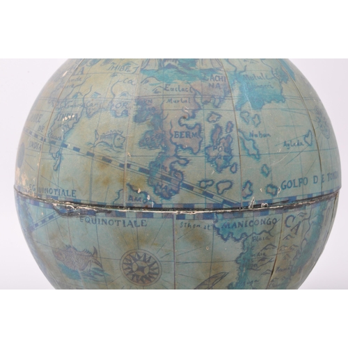 290 - A vintage retro mid 20th century ice bucket in the form of a world globe raised over a circular turn... 