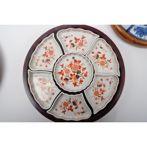 298 - A vintage 20th century Japanese 'lazy Susan' hostess spinning serving tray having imari patterned di... 