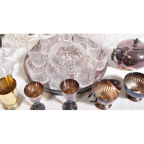 332 - A collection of silver plated wares to include three-piece tea service i.e.. teapot, sugar bowl & cr... 