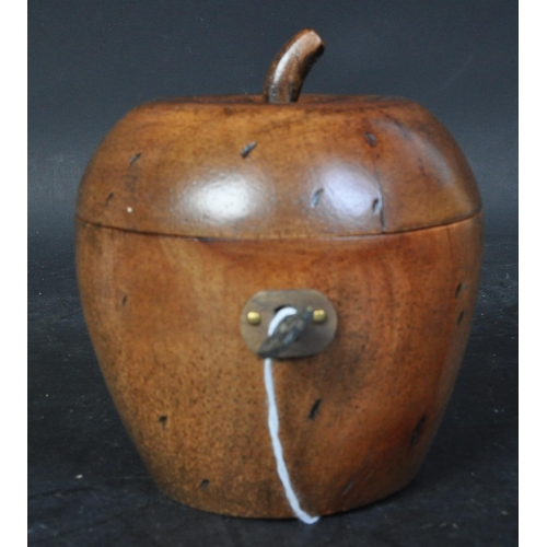 350 - A 20th century George III style fruitwood apple shaped tea caddy with key. It measures approx. 10c. ... 