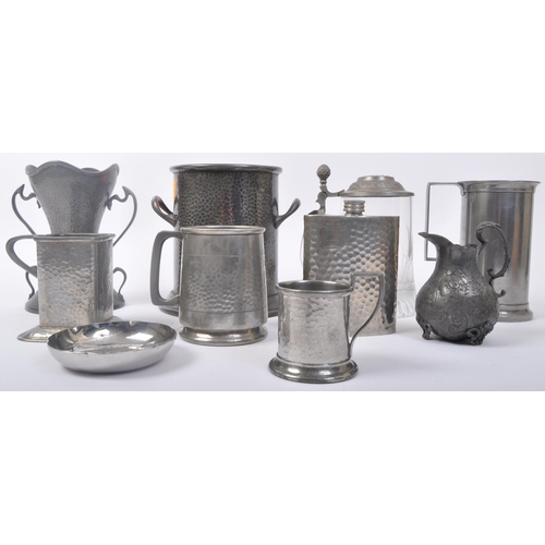 351 - A collection of 19th century and later pewter to include Arts & Crafts as well as Art Nouveau design... 