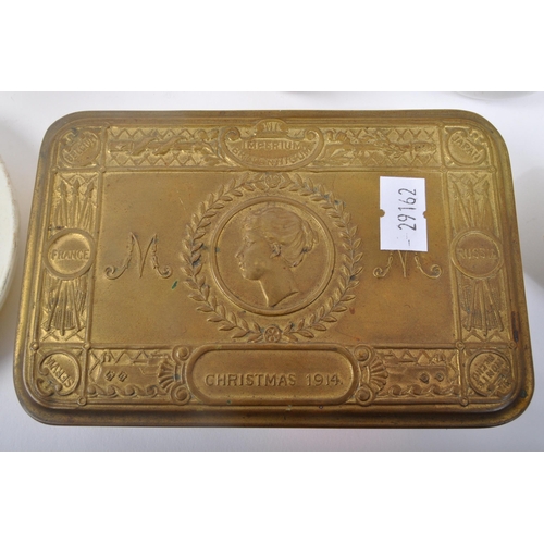 357 - WWl Princess Mary's Christmas Gift Box 1914. An embossed brass box with a profile of Princess Mary a... 