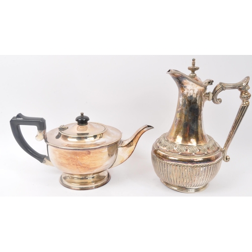 372 - A collection of 20th Century silver plated items. To include; Art Deco style teapot, serving lidded ... 