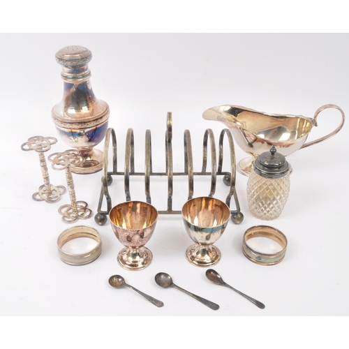 372 - A collection of 20th Century silver plated items. To include; Art Deco style teapot, serving lidded ... 