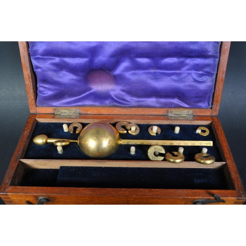 381 - An early 20th century mahogany cased metal Dring & Fage 'Sykes's Hydrometer' (makers to the governme... 