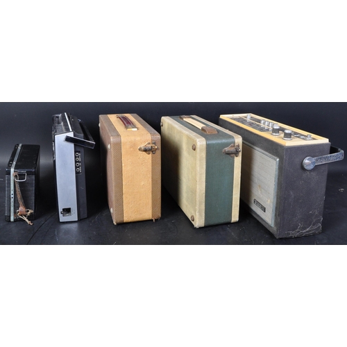 398 - An assortment of vintage retro mid 20th century portable radios to include the brands Ever Ready, Ec... 