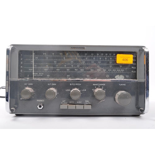 406 - Eddystone - An Eddystone No. 924 radio receiver in grey case with five tuning valves to front. Seria... 