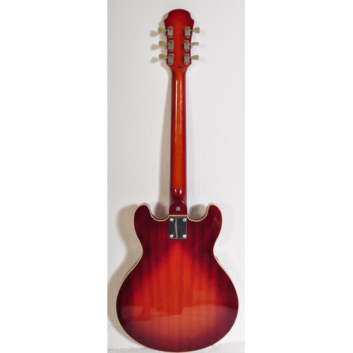 422 - Aria Guitars  - Model No. TA-40-LVSB - An Aria left handed electric guitar with a hollow body in che... 