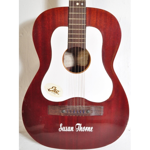 431 - Eko Guitars - A vintage Eko 'Colorado' acoustic guitar with a hollow body with white decorated sound... 