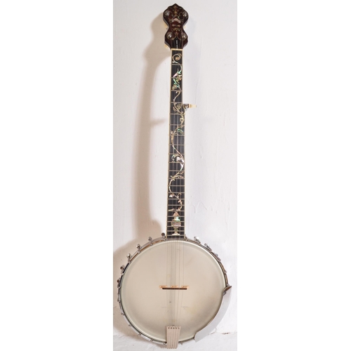 440 - A Gold Tone - OT800LH - Left Handed Banjo. The instrument having an extensively decorated fretboard ... 