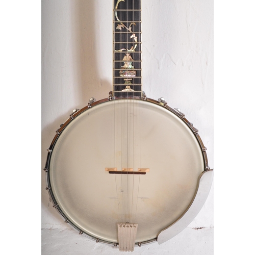 440 - A Gold Tone - OT800LH - Left Handed Banjo. The instrument having an extensively decorated fretboard ... 