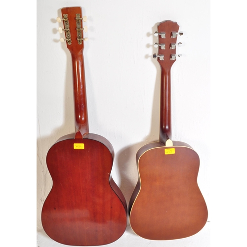 443 - Two retro vintage acoustic guitars of various sizes. The lot to include an hand crafted Hohoner thre... 