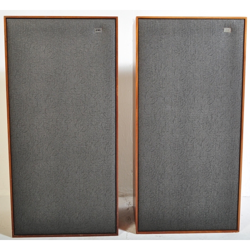 450 - A pair of vintage retro mid 20th century EMI floor teak cased speakers.