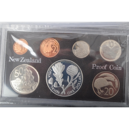 458 - An assortment of three vintage 20th century New Zealand proof coin issue sets. The lot to include a ... 