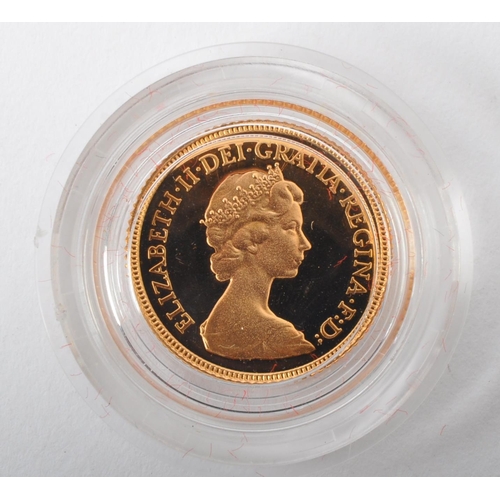 461 - A Queen Elizabeth II, 1980, 22ct gold proof half sovereign. the reverse design depicts the classic p... 