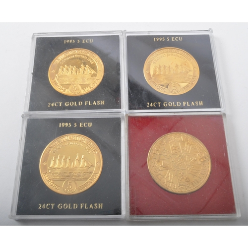 473 - An assortment of 20th century silver & 24ct gold flash plated commemorative coins. The lot to includ... 