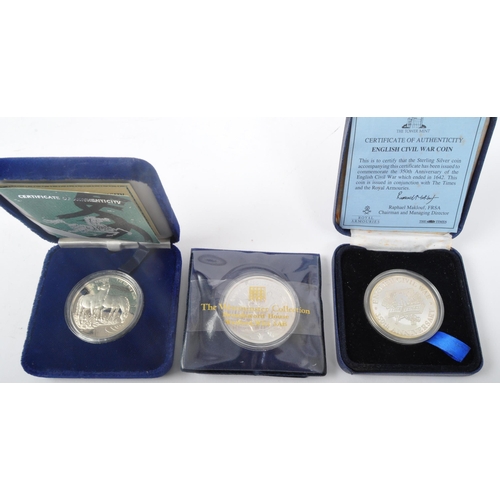 476 - An assortment of proof sterling silver & 999 fine silver commemorative coins. The lot to include a l... 