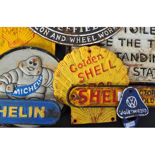 500 - Large set of cast iron reproduction signs (17 in total) & VW Bottle Opener to include Shell Oil, Ess... 