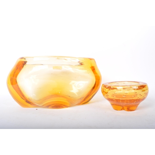 55 - Whitefriars - A large mid 20th century circa. 1950's Whitefriars amber glass centrepiece dish / vase... 