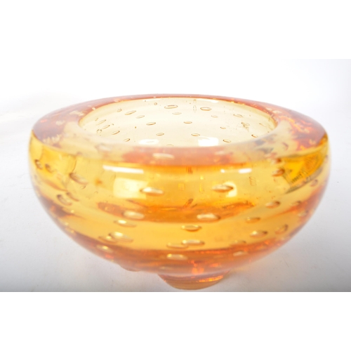 55 - Whitefriars - A large mid 20th century circa. 1950's Whitefriars amber glass centrepiece dish / vase... 