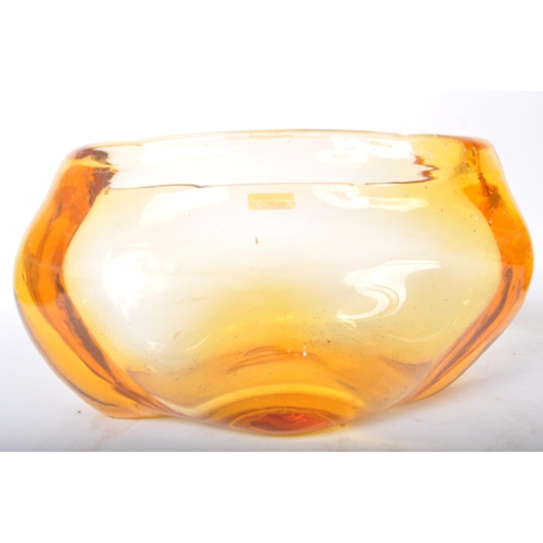 55 - Whitefriars - A large mid 20th century circa. 1950's Whitefriars amber glass centrepiece dish / vase... 