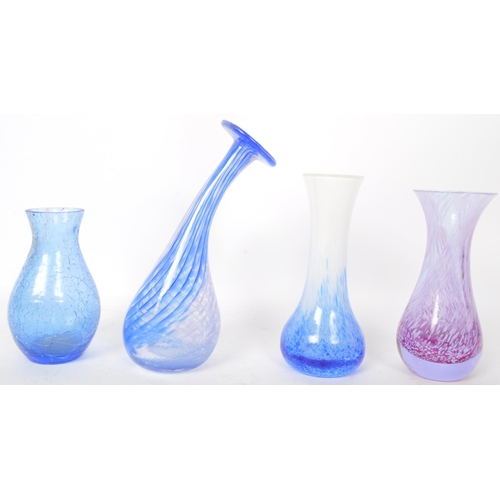 61 - An assortment of vintage 20th century studio art glass items. The lot to include a set of opaque lig... 