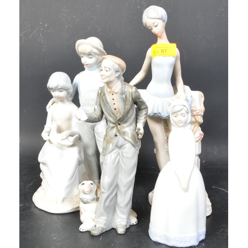 81 - A collection of vintage 20th century porcelain Spanish figurines in the manner of Lladro. To include... 