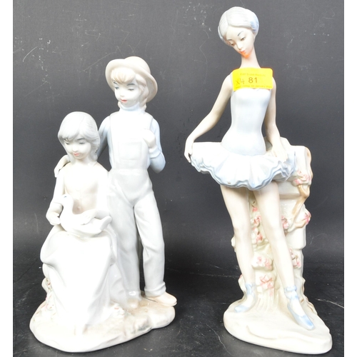 81 - A collection of vintage 20th century porcelain Spanish figurines in the manner of Lladro. To include... 