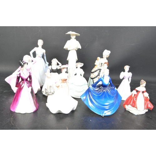 82 - Coalport - A collection of Coalport bone china lady figurines to include Susan, High Society, Honor,... 