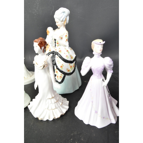 82 - Coalport - A collection of Coalport bone china lady figurines to include Susan, High Society, Honor,... 