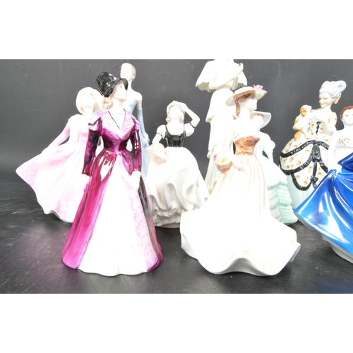 82 - Coalport - A collection of Coalport bone china lady figurines to include Susan, High Society, Honor,... 