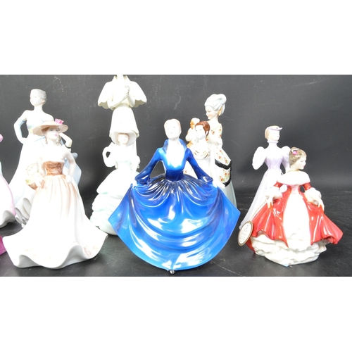 82 - Coalport - A collection of Coalport bone china lady figurines to include Susan, High Society, Honor,... 