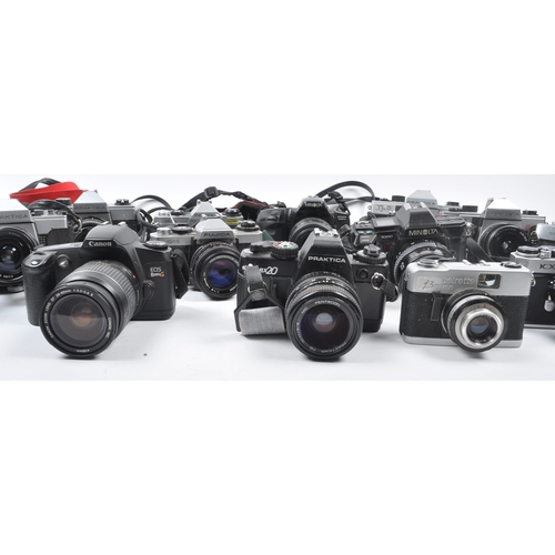 273 - A collection of 15 x vintage SLR cameras. Models are: Praktica MTL5B - lens Vivitar 28-70mm f3.5-4.8... 