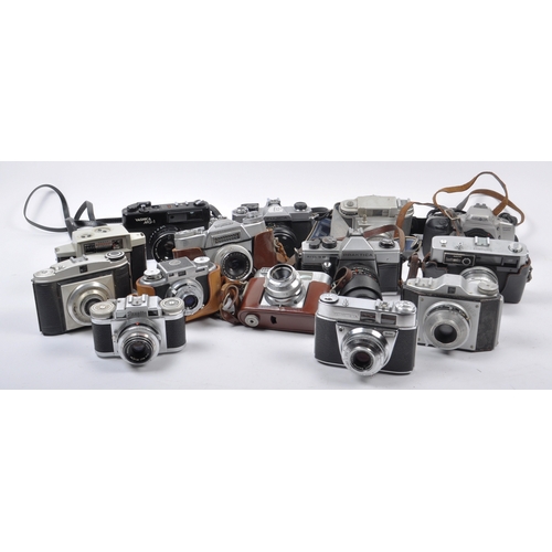 279 - A collection of 14 x vintage 35mm film cameras. Models are: Braun Paxette - lens 50mm f2.8, Bootsami... 