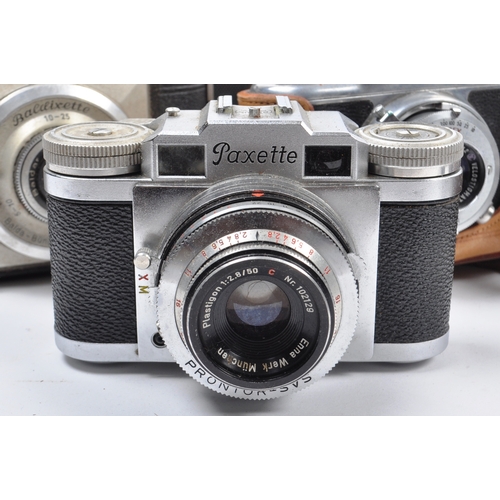 279 - A collection of 14 x vintage 35mm film cameras. Models are: Braun Paxette - lens 50mm f2.8, Bootsami... 