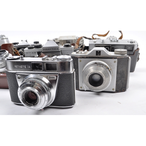 279 - A collection of 14 x vintage 35mm film cameras. Models are: Braun Paxette - lens 50mm f2.8, Bootsami... 