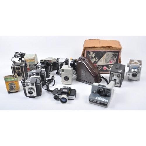 283 - A mixed collection of vintage film cameras. Models are: R F Hunter Ltd London 