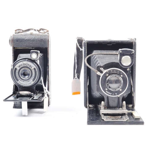 287 - Two folding vintage cameras. Models are: Coronet folding 120, made in Birmingham, circa 1920-1940. A... 