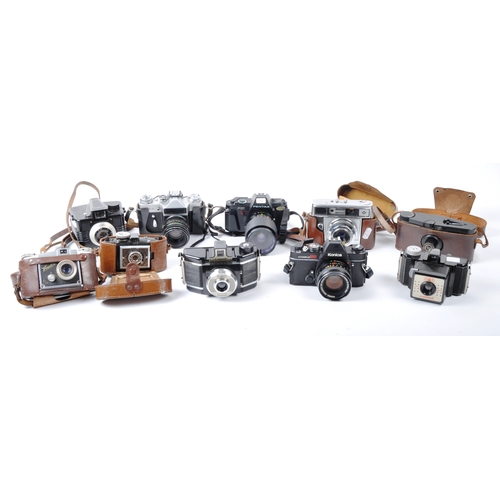 291 - A mixed collection of 10 x vintage film cameras. Models are: Knoica Autoreflex TC - Lens 50mm f1.7, ... 