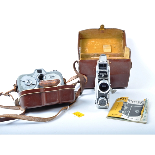 293 - Two vintage movie film cameras. Models are: Meopta Admira 8F fitted with a Mirar 2 x lens with a fit... 