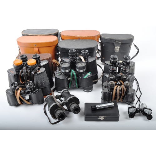 303 - A mixed collection of vintage binoculars. Models are: Hanimex Korea 8 x 40 (cased), Tecnar by Swift ... 