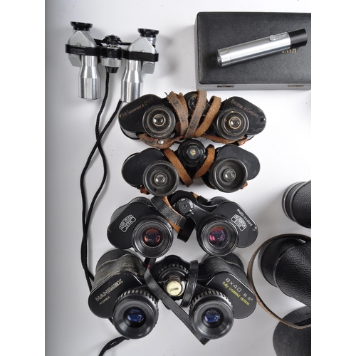 303 - A mixed collection of vintage binoculars. Models are: Hanimex Korea 8 x 40 (cased), Tecnar by Swift ... 