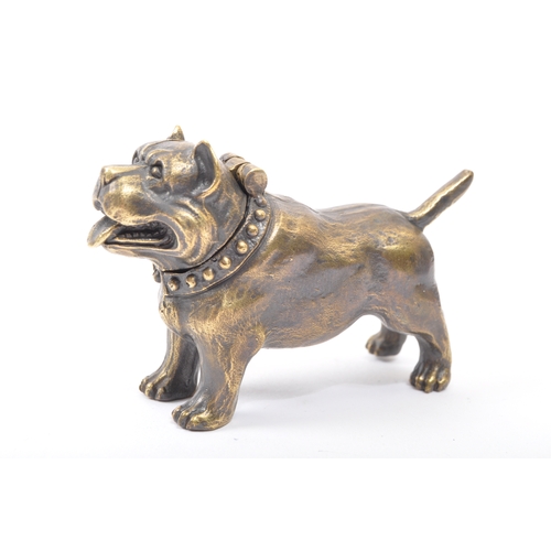 326 - A brass novelty vesta case in the form of a American Bulldog. The bulldog having a hinged opening to... 