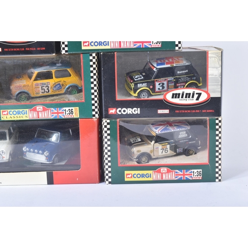 101 - A collection of assorted Corgi made diecast models of Mini interest. Examples to include; The Italia... 