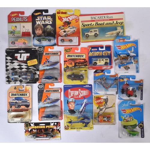 133 - A collection of assorted carded diecast model cars and other vehicles. Largely Matchbox and Hotwheel... 