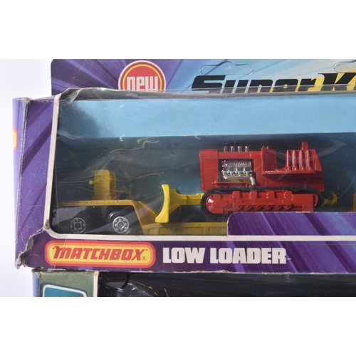 188 - Two vintage boxed diecast model trucks comprising Matchbox Super Kings  K-23 Low Loader with crank o... 