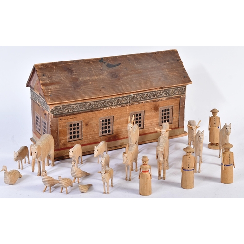 2 - A 19th Century believed POW Prisoner Of War hand carved wooden Noah's Ark model with a large quantit... 