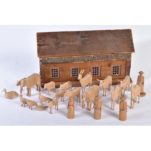 2 - A 19th Century believed POW Prisoner Of War hand carved wooden Noah's Ark model with a large quantit... 